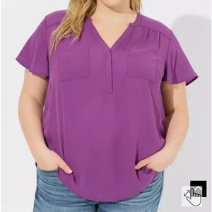 Torrid NWT Harper Georgette Pullover Flutter Blouse